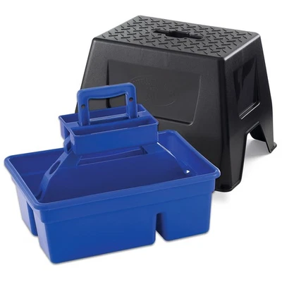 Little Giant DuraTote Stable Stool and Tote Box with Carrying Handle, Blue - Image 1 of 3