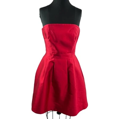 Mini Vestido de Cóctel Vineyard Vines Rojo Seda Algodón Ajuste y Acampanado Sin Tirantes Talla 2 Foto 1 de 4