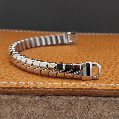 Correa de reloj vintage JB Champion llena de oro blanco de una sola lengüeta para dama de los años 50 sin usar Foto 1 de 4