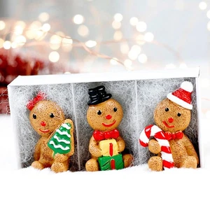 3Pcs Christmas Gingerbread Decoration Sculptures Tabletop Figure Cute - Picture 1 of 7