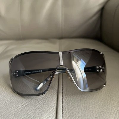 Montblanc Máscara Transparente Gafas de Sol MB 82S Gris Plata Hecho en Italia Unisex  Foto 1 de 4