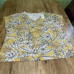 NWT $49 USD J Jill Daisy Stretch Luxe Supima V-Neck Easy Tee Top Womens Size XL - Picture 1 of 9