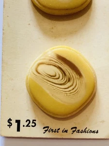 VTG Retro Lt Tan Brown Square Rounded Edge Smooth Top Shank Plastic 1" 2 NEW - Picture 1 of 4