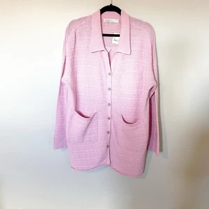 Free People Beach Day DreamingButton Up Cardigan Rosa Baumwolle Oversize Medium - Bild 1 von 7