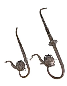 2 Vintage Asian Elephant Tibetan Pipes Collectible - Picture 1 of 13