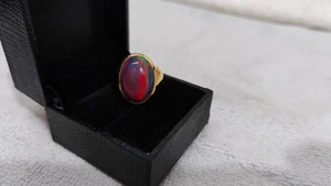 6.05 Ct Natural Australian Black Opal 10k Yellow Gold Men's Ring Birthday Gift - Picture 1 of 8