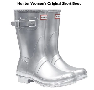 NEU Hunter Damen silberne Stiefel Größe 9 NEU Neu im Karton Damen - Bild 1 von 1