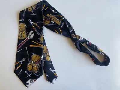 Vintage Beans McGee Tool Bag Theme Men's Neck Tie Nails Wrench Construction - Изображение 1 из 4