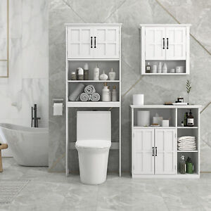 Bathroom Floor Cabinet with 3 Open Shelves and Drawer