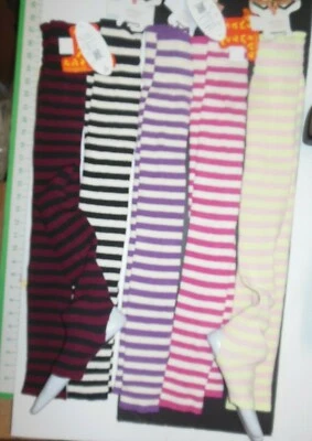 Calentadores de piernas a rayas hasta el muslo 5 colores divertidos damas tallas 30" Sansha Londrea KT014 Foto 1 de 4