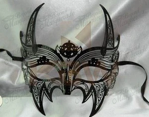Mens Superhero Costume Filigree Light Metal Venetian Black Masquerade Mask - Picture 1 of 1