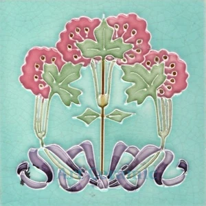 Art Nouveau Ceramic wall fireplace tile #00023 - Picture 1 of 1