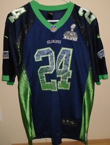 Nike Seattle Seahawks Marshawn Lynch #24   super Bowl Blue Football Jersey size