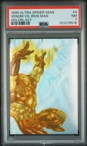 1995 Ultra Spider-Man Venom vs. Iron Man HOLOBLAST #4 PSA 7 NM - Picture 1 of 2