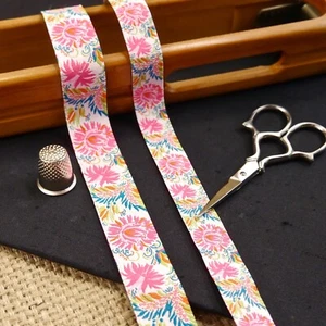 Chrysanthemum Flowers Pink Jacquard Art Ribbon Dog Collar MA903 - Picture 1 of 5