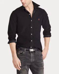 RALPH LAUREN Classic Fit Corduroy Shirt Black Size M Orig. $125 NWT - Picture 1 of 7