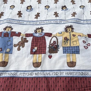 Mine & Yours Raggedy Ann Love Tied by Heart Strings 1997 Fabric 44 X 2.33 Yards - Picture 1 of 6