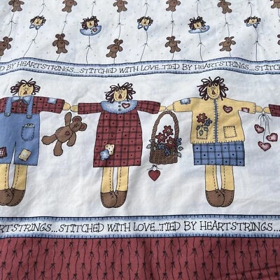 Mine & Yours Raggedy Ann Love Tied by Heart Strings 1997 Fabric 44 X 2.33 Yards - Image 1 of 4