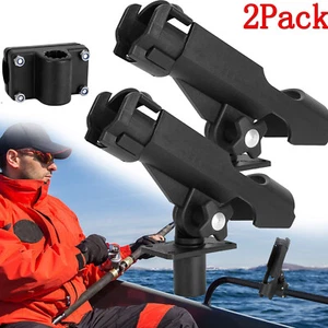 2x 360° Adjustable Kayak Boat Side Rail Fishing Pole Rod Mount Holder Tackle Kit - Picture 1 of 11