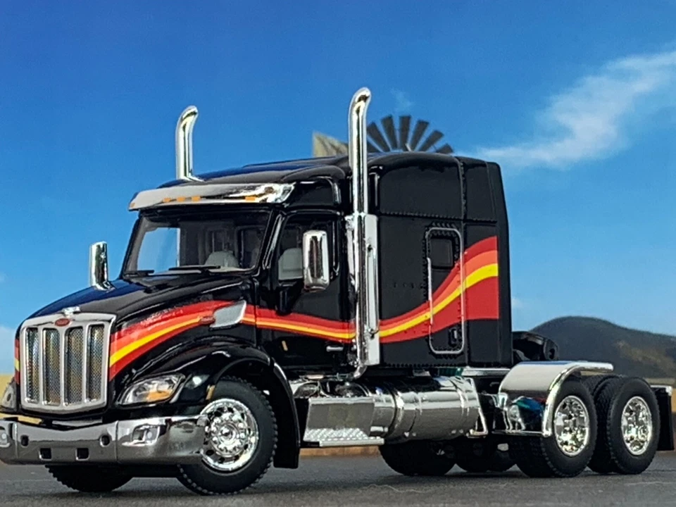 1/64 DCP BLACK/RED/YELLOW PETERBILT 579 W/ 72" MID ROOF SLEEPER - Image 1 of 4