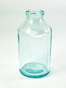 Vintage OK DAVIS Baking Powder Bottle Bud Flower Vase 4.25" Aqua Embossed L7 - Picture 1 of 6