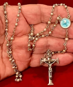 TODO ROSARIO DE ORACIÓN CATÓLICA CRISTIANA CON CUENTAS DE PLATA ESTERLINA 18”(36”) PRECIOSO - Imagen 1 de 12