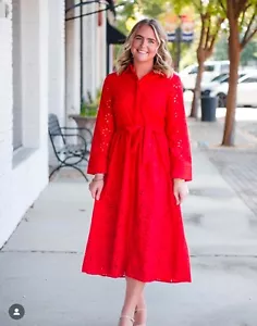 NEU MIT ETIKETT _ ZARA DAMEN BESTICKTES SHIRTKLEID ZW COLLECTION ROT | 8420/916 - Bild 1 von 6