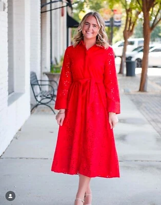 ZARA NEW WOMAN EMBROIDERED SHIRT DRESS ZW COLLECTION RED | 8420/916 - Image 1 of 4