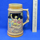 Beer Stein Mug Cup w/ Relief Men Woman Drinking Celebrating Textured Ceramic
