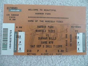 CUB ORIOLE PIRATE FELIX PIE AUTOGRAPHED NORFOLK TIDES 9/3/11 TICKET STUB - Picture 1 of 1