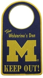 NCAA Michigan Wolverines KEEP OUT Door Sign Hanger Dorm Hotel Bed Room Office - Picture 1 of 3