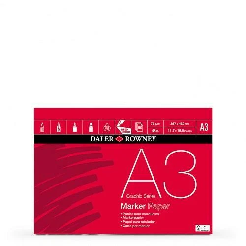 DALER ROWNEY Marker Pad - Bleedproof Paper - 50 Sheets/70gsm - A3 - Image 1 of 1