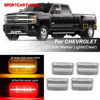 Amber/Red Fender Side Marker Light Fit for 2015-up Chevy Silverado 3500HD Dually - Image 1 of 4