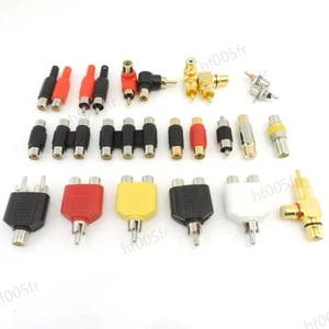 2x RCA Male female to 2rca 3rca male Female Connector Splitter Adapter Video - Picture 1 of 26