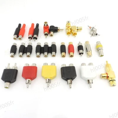 2x RCA Male female to 2rca 3rca male Female Connector Splitter Adapter Video - Image 1 of 4