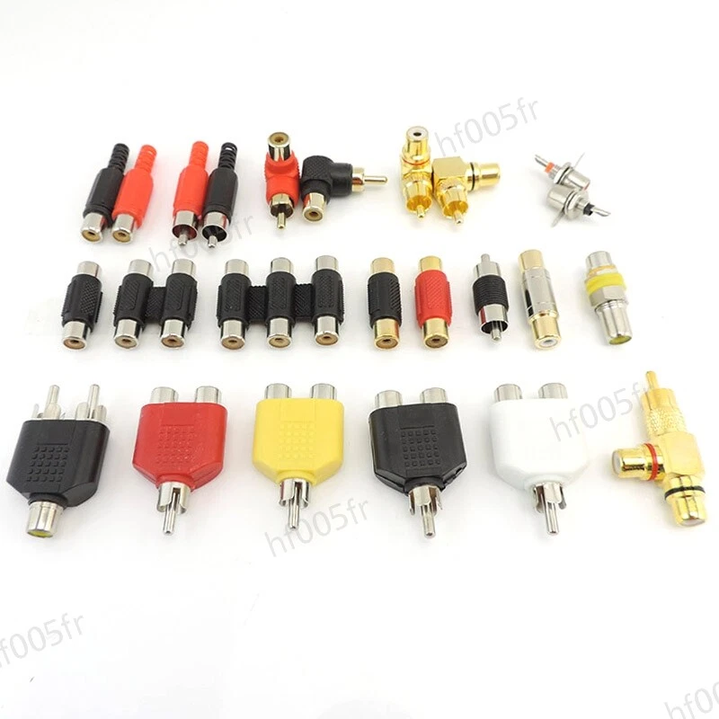 2x RCA Male female to 2rca 3rca male Female Connector Splitter Adapter Video - Image 1 of 4