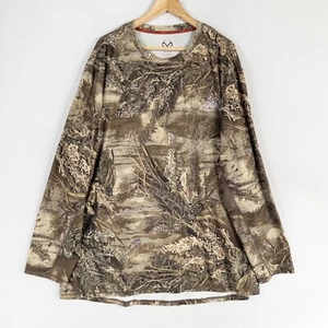 Realtree Shirt Mens 3XL Green Brown Camo Lightweight Stretch Long Sleeve Hunting - Picture 1 of 8
