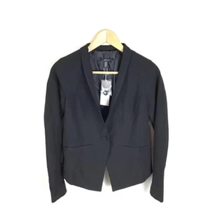 Eileen Fisher Jacket 2 Black Blazer V Neck Long Sleeve Wool Career Women’s NWT - Picture 1 of 9
