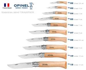 Opinel France No02-No12 Stainless Steel Beech Wood Handle Folding Knife 10 Size - Picture 1 of 22