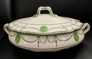 Vintage Royal Doulton Countess Green Rim Large Soup Tureen, Circa 1920 - Picture 1 of 9