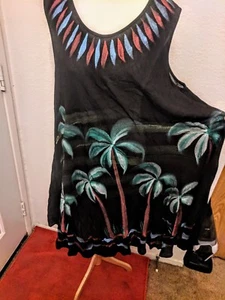 India Boutique Handpainted One Size Umbrella Palm Trees Vacation Slip Dress ~$35 - Picture 1 of 6