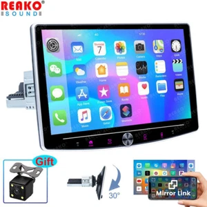 Single 1Din 10" Adjustable Screen Android 12 Car Stereo GPS Radio BT Player +Cam - Picture 1 of 16