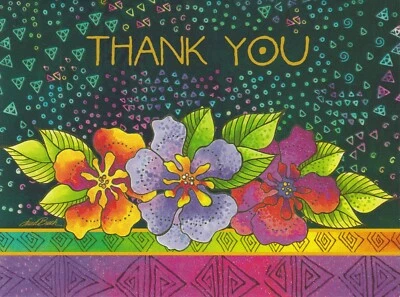 Thank You Card - Blank Inside - Flowers - Glitter Design - Image 1 of 3
