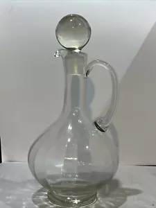 WINE DECANTER PITCHER GLASS - HAND-CRAFTED IN ROMANIA BARWARE - A1 13” Tall - Picture 1 of 5