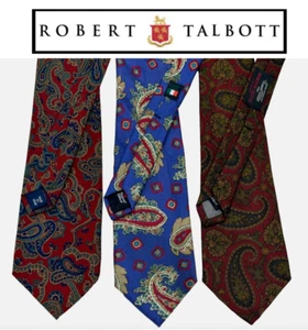 Lote de 3 Corbatas Robert Talbott Vintage Paisley Seda Hechas a Mano en Italia y EE. UU. - Imagen 1 de 20