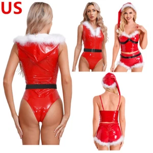 Mujer Charol Body Navidad Babydolls Papá Noel Mameluco con Cinturones - Imagen 1 de 25