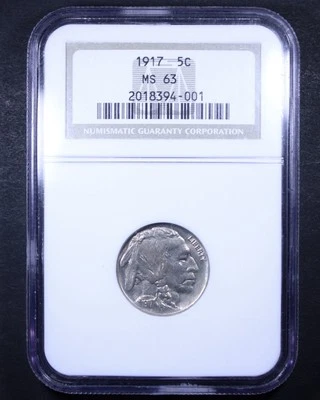 1917 Buffalo Nickel - 5c NGC MS63 - Nice Coin! - Image 1 of 4