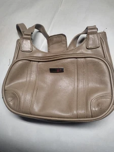 Vintage Dongguan Wah Sun Tan Vinyl Schultertasche Handtasche mehrere Taschen Medium - Bild 1 von 5