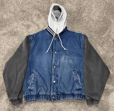 Chaqueta de mezclilla de colección Yukon Trail con capucha dos tonos botones a presión para hombre M University años 90’s Y2K Foto 1 de 4