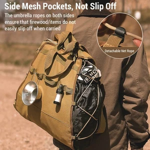 For Firewood Carrier Canvas Bag Wood Carrying Holder Bag With Handles And - Picture 1 of 7